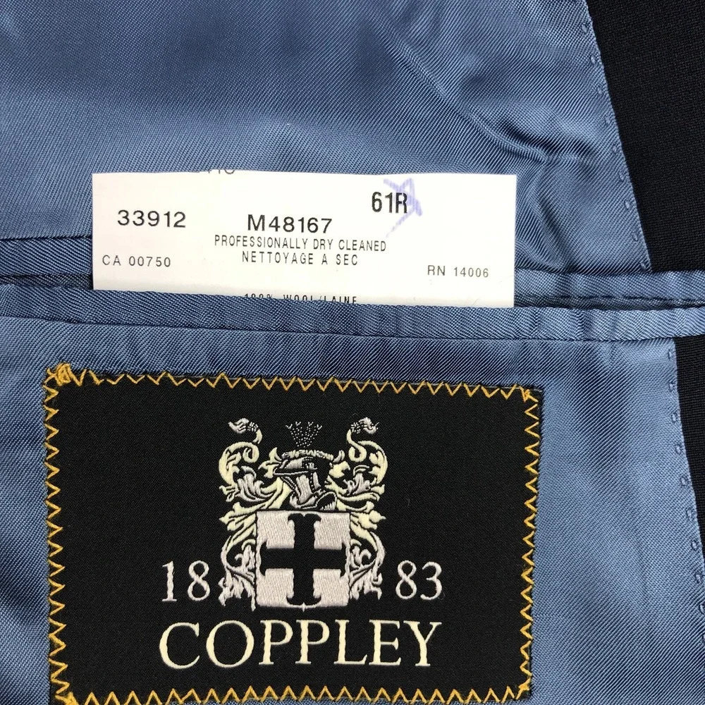Coppley x Zegna Navy Wool Gold Button Blazer Sport Coat Mens 61R Big & Tall